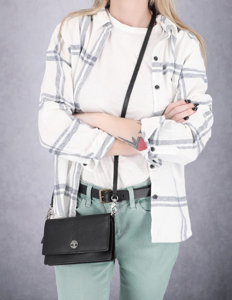 Timberland Women's Rfid Leather Crossbody Bag Wallet Purse, Black (Pebble), One Size - Image 5