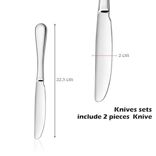 ATB Dinner Knives Set, Stainless Steel Table Knife, Butter Spreder, 2/4/6 Pieces Mirror Polished Dinner Knife, Sturdy and Dishwasher Safe, Silverware Cutlery (6 Pcs) - Image 2