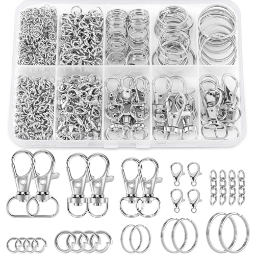 Sucrown 523PCS Keychain Making Kit, Keychain Making Supplies Including Keychains Clips Hooks, Key Chain Rings, Lobster Claw Clasps and Jump Rings for Jewelry Making Supplies, Crafts - Image 1