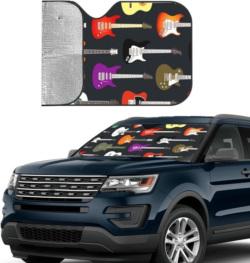 Guitars Car Windshield Sun Shade, Keeps Interior Cool, Foldable Sun Visor Protector, Fits Cars Trucks SUVs Small - Image 3