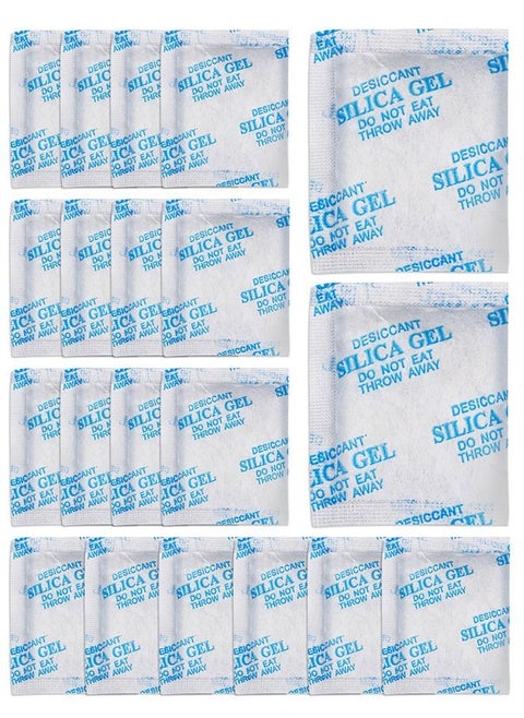 Moisture Absorbers  – 20 Packs 50 Gram Silica Gel Packs Desiccant Dehumidifier Packs, Premium Desiccant Packets for Storage, Color Indicating Silica Gel for Spices, Jewelry, Shoes, Electroni
