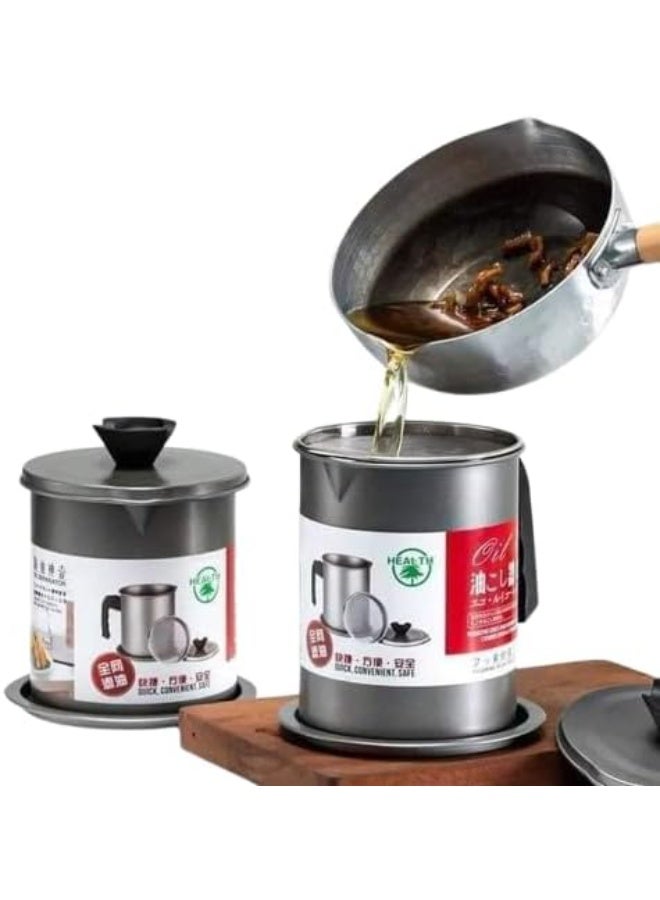1.7L Oil Cooker for Kitchen with Stainless Steel Filter, Suitable for Frying and Cooking Oil, Oil Strainer - Image 1