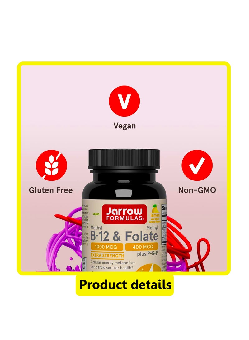 جارو فورملاز ميثيل ب-12 النباتي وفولات الميثيل قوة إضافية بالليمون 100 قرص للمضغ - Image 3