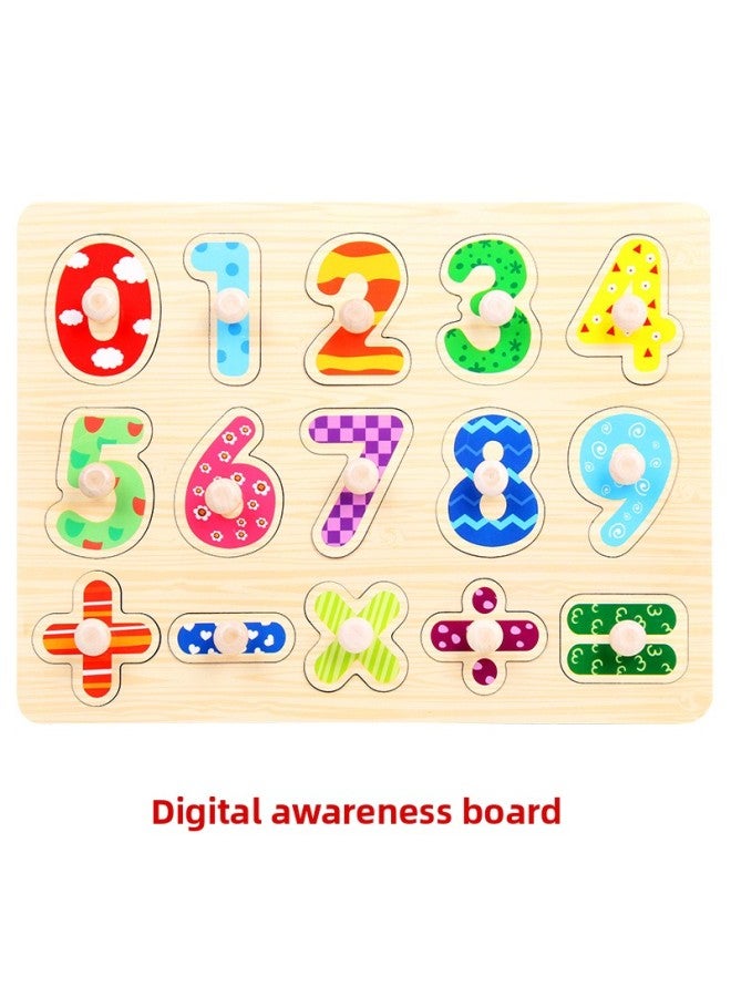 Children's Wooden Jigsaw Puzzle Board Building Blocks Children's Early Education Baby Educational Toys Digital Cognitive Clutch-Color:Digital Cognitive Board - Image 1