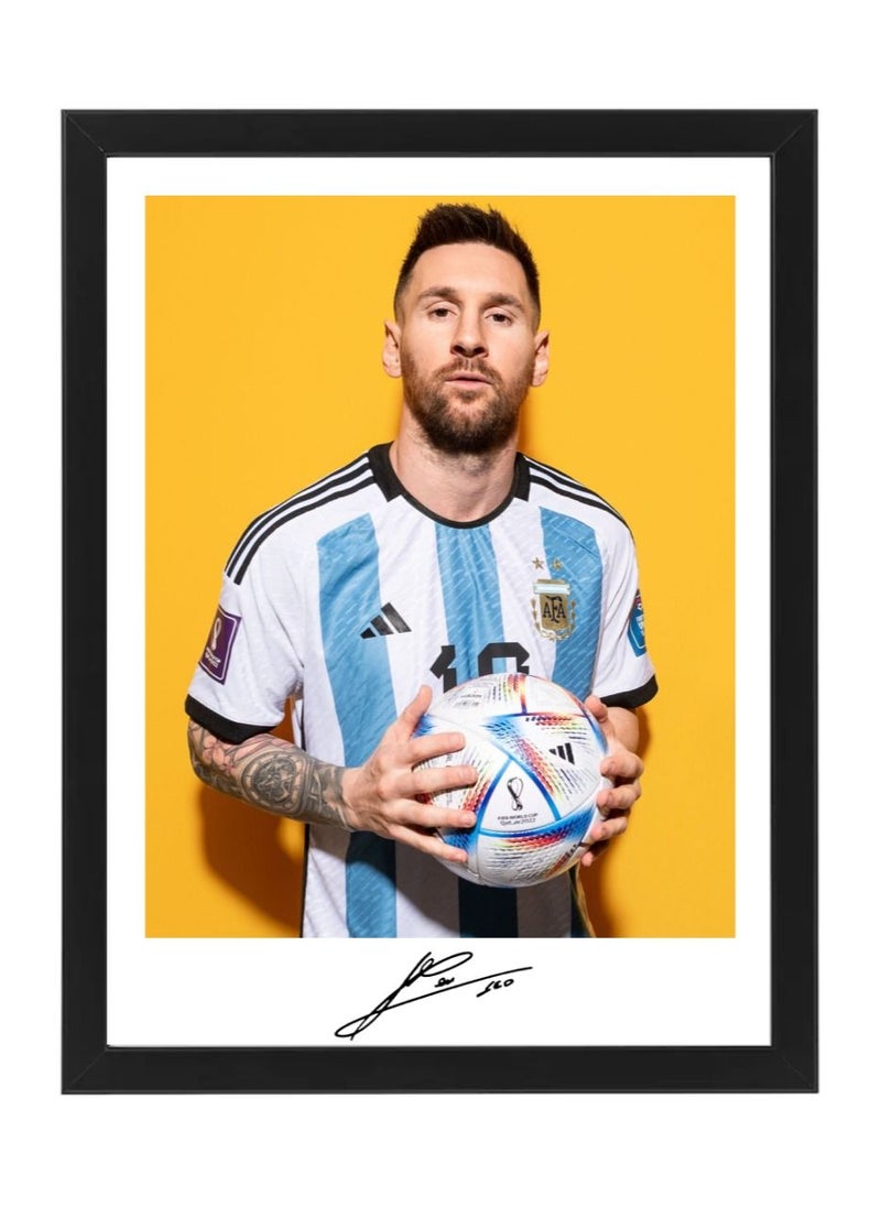 Boomah Accessories Lionel Messi Argentina FIFA World Cup Autographed Poster with Frame 30x40cm 
