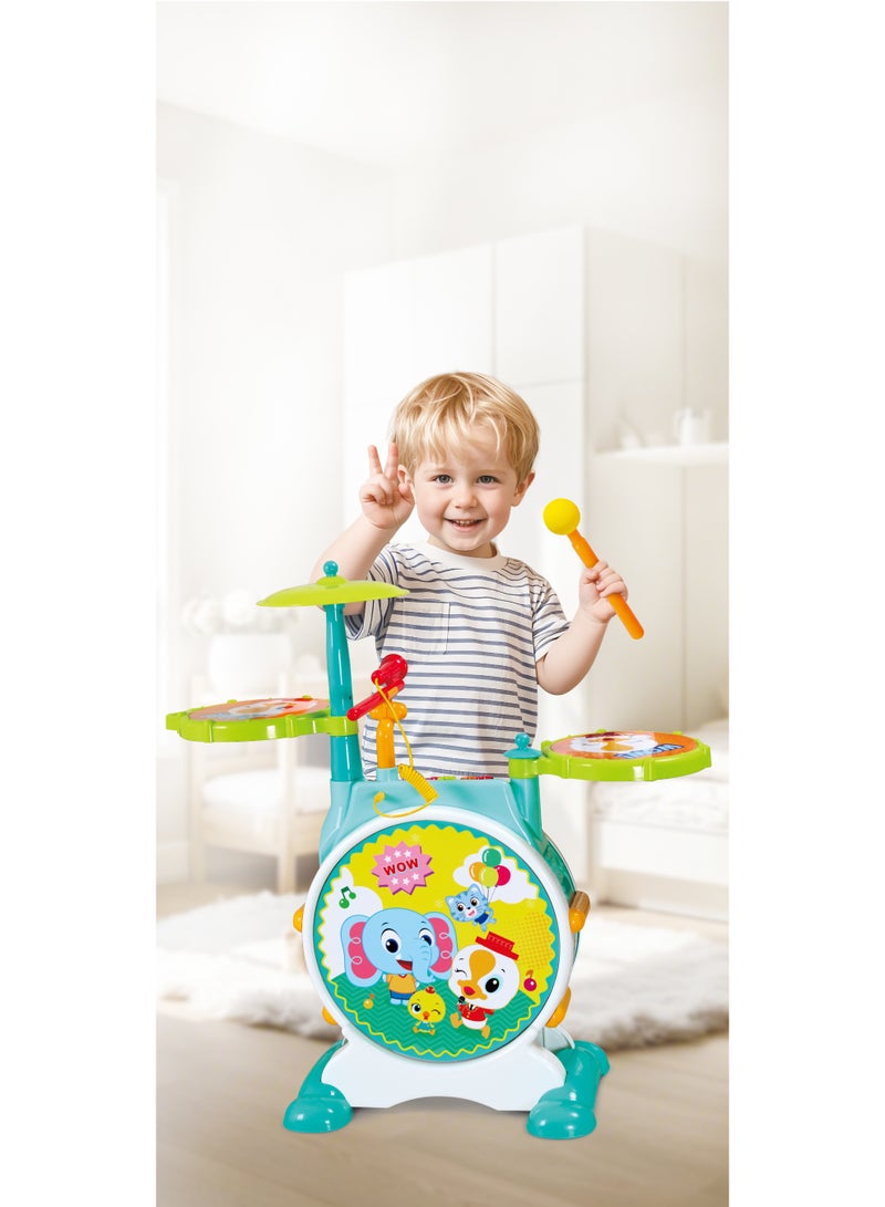 Hola Banging Bopping Drum Set for Toddlers 3+ Years | Kids Electronic Musical Kit with Bass Drum, Snare, Cymbal & Microphone | Learning & Activity Toy - Image 1