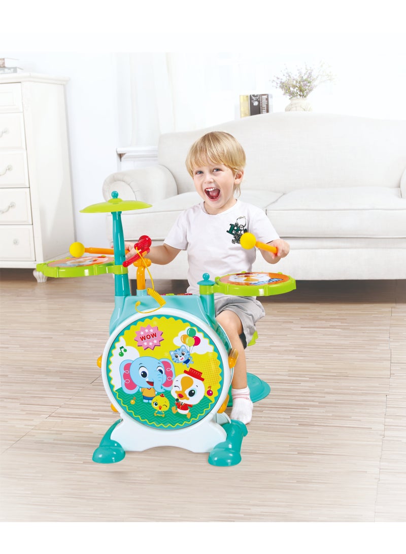 Hola Banging Bopping Drum Set for Toddlers 3+ Years | Kids Electronic Musical Kit with Bass Drum, Snare, Cymbal & Microphone | Learning & Activity Toy - Image 3