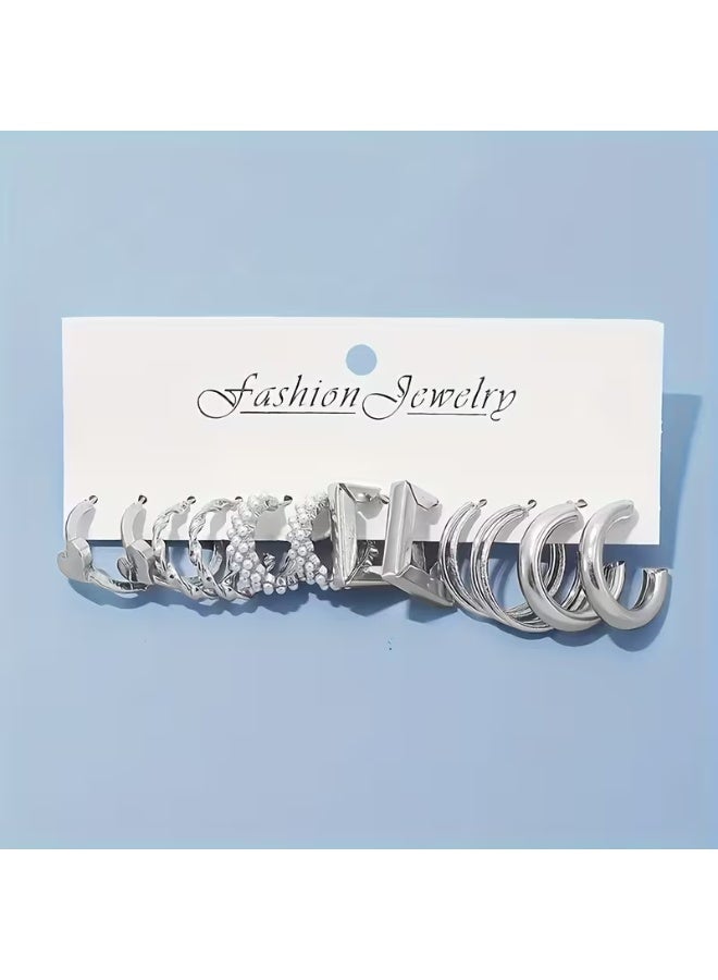 aeen 12-Pair Classic Heart-Shaped Ear Cuffs Set for Women – Zinc Alloy, Stylish and Trendy Jewellery for Daily Wear and Special Occasions - Image 3