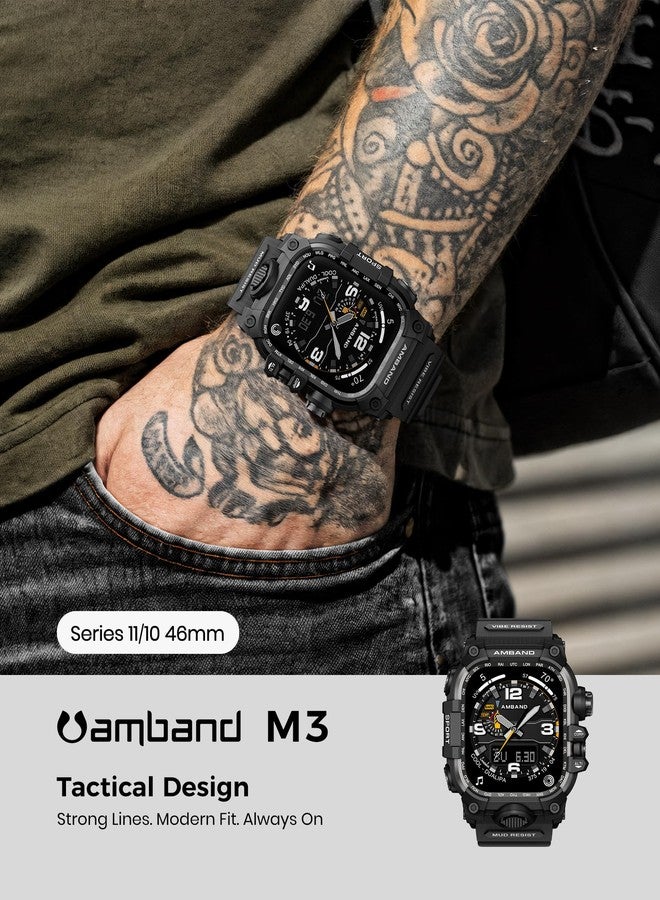 amBand Military Sports Strap Compatible with Apple Watch 44 mm, Replacement Strap with Case Compatible with iWatch 44 mm, SE/6/5/4 Series, 46mm, No Gemstone - Image 3
