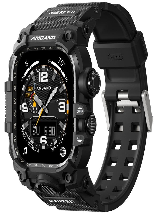amBand Military Sports Strap Compatible with Apple Watch 44 mm, Replacement Strap with Case Compatible with iWatch 44 mm, SE/6/5/4 Series, 46mm, No Gemstone - Image 1