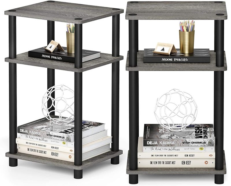 STAR WORK 3 Tier TurnNTube 2Pack End Table Display Rack Hallway Living Room Metal Easy Assembly Space Saving Industrial END Table - Image 1