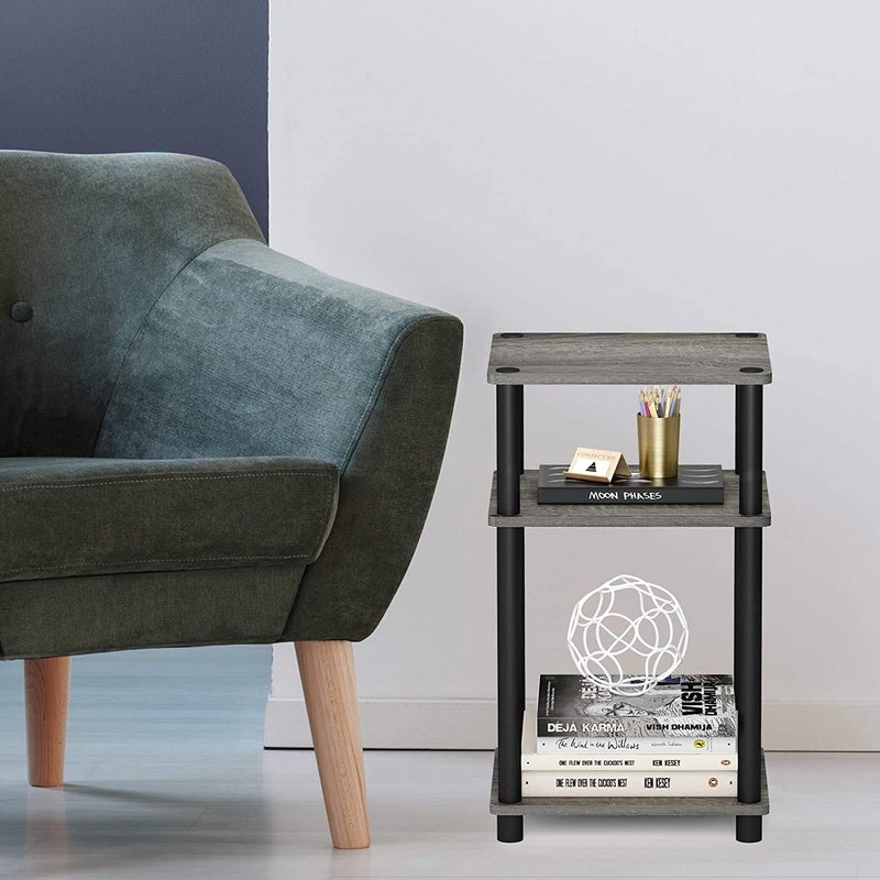 STAR WORK 3 Tier TurnNTube 2Pack End Table Display Rack Hallway Living Room Metal Easy Assembly Space Saving Industrial END Table - Image 4