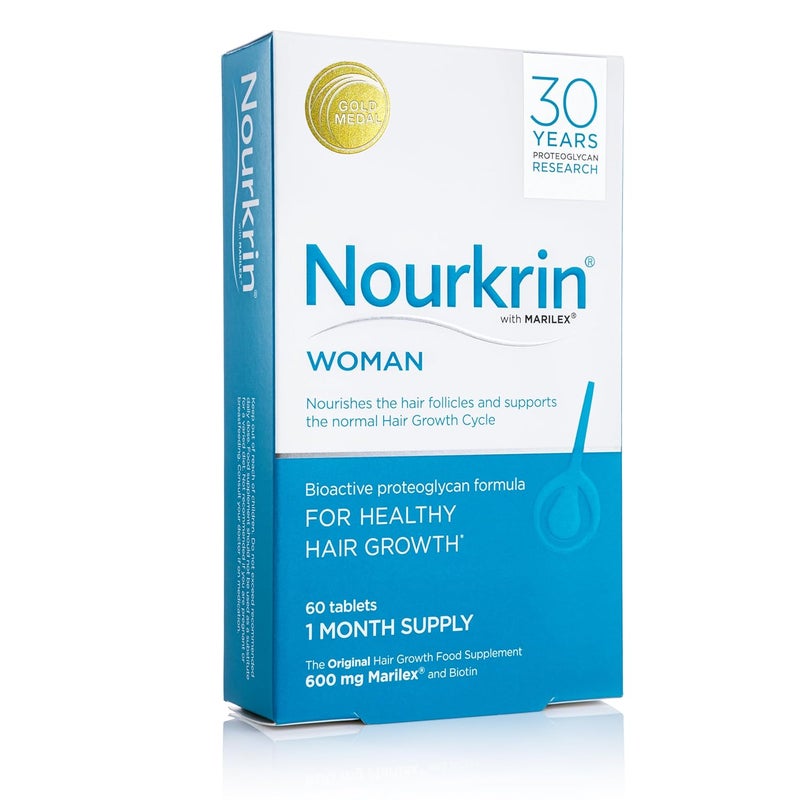 NOURKRIN نوركرين للنساء لدعم نمو الشعر الصحي مكمل غذائي مع ماريلكس البيوتين والسيليكا عبوة 60 قرص تكفي لشهر واحد - Image 4