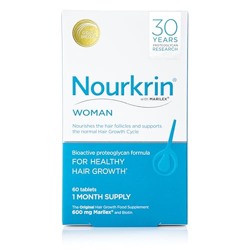 NOURKRIN نوركرين للنساء لدعم نمو الشعر الصحي مكمل غذائي مع ماريلكس البيوتين والسيليكا عبوة 60 قرص تكفي لشهر واحد - Image 1