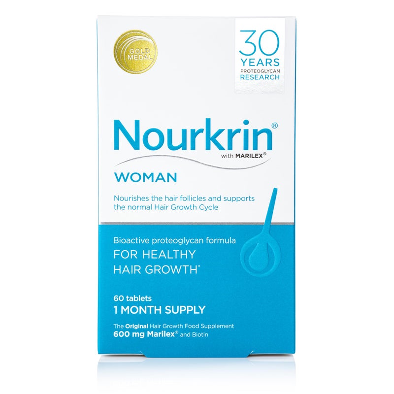 NOURKRIN نوركرين للنساء لدعم نمو الشعر الصحي مكمل غذائي مع ماريلكس البيوتين والسيليكا عبوة 60 قرص تكفي لشهر واحد - Image 3