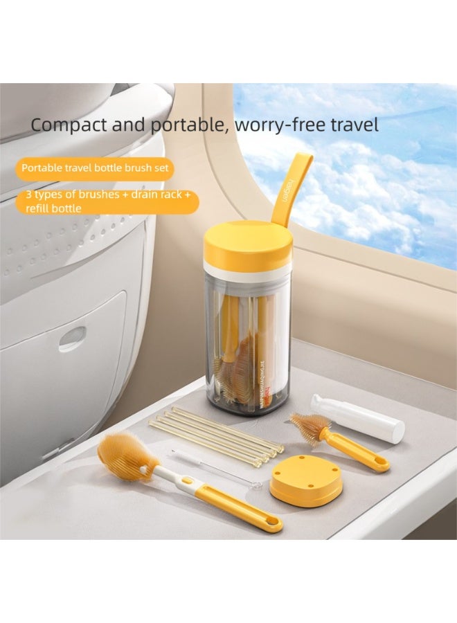 youkebei Portable Baby Bottle Brush Cleaning Set with Storage Case and Drain Rack - Image 2