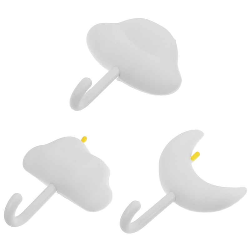 White No Drill Adhesive Wall Hooks 3 Pack for Towels Keys Storage Organization - Image 2