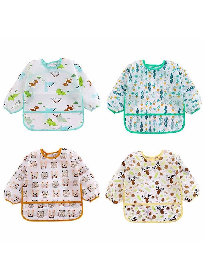 SOWUGI 4Pcs Set Waterproof Stain Resistant Drool Cloths Baby Bib Nursing Feeding Bibs Burp Cloths Bibs Drooling Bibs - Image 1