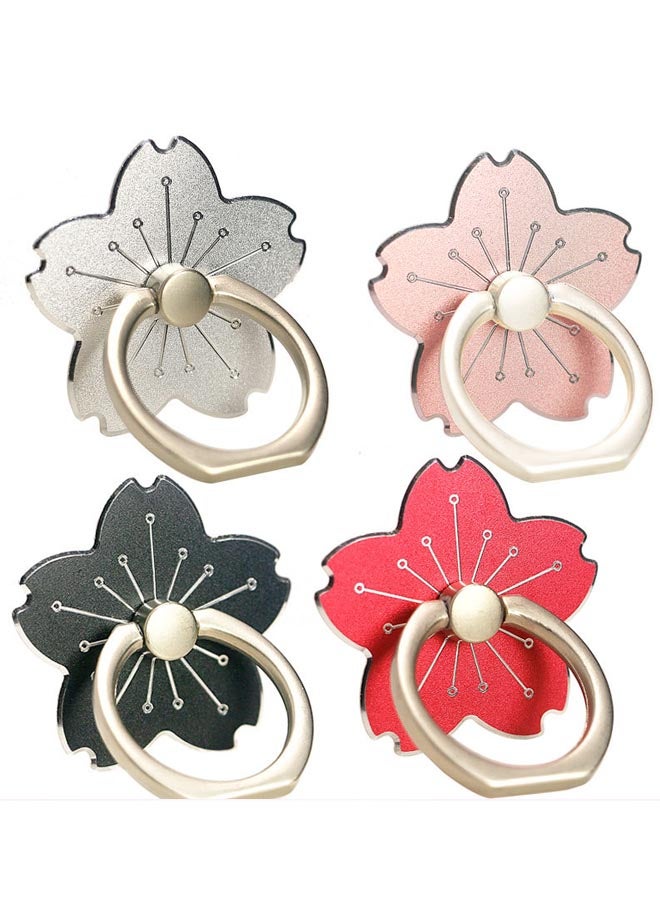 2-Pieces Creative Flower Metal Mobile Phone Ring Desktop Folding Mobile Phone Holder Ring - Image 2