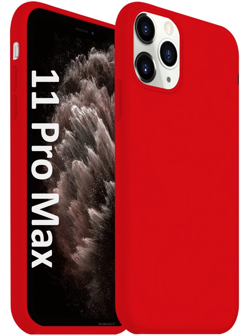 CATANES Soft Silky Silicone Case Cover for Apple iPhone 11 Pro Max - Full Body Protection - Red - Image 1