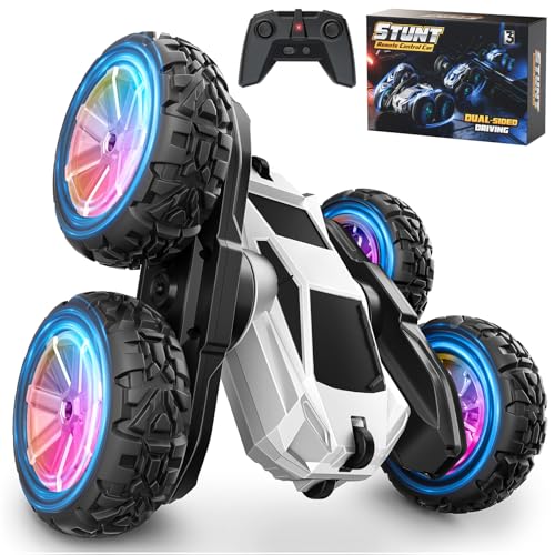 MACALOCA Remote Control Car RC Cars Toys for Boys Age 47 612 4WD RC Stunt Car with Lights 360 Rotating 24GHz USBC Charging RC Truck for 4 5 6 7 812 Kids Boys Birthday Easter Gifts - Image 1