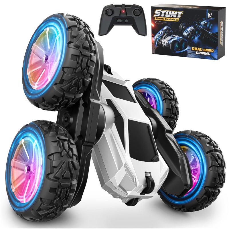MACALOCA Remote Control Car RC Cars Toys for Boys Age 47 612 4WD RC Stunt Car with Lights 360 Rotating 24GHz USBC Charging RC Truck for 4 5 6 7 812 Kids Boys Birthday Easter Gifts - Image 3