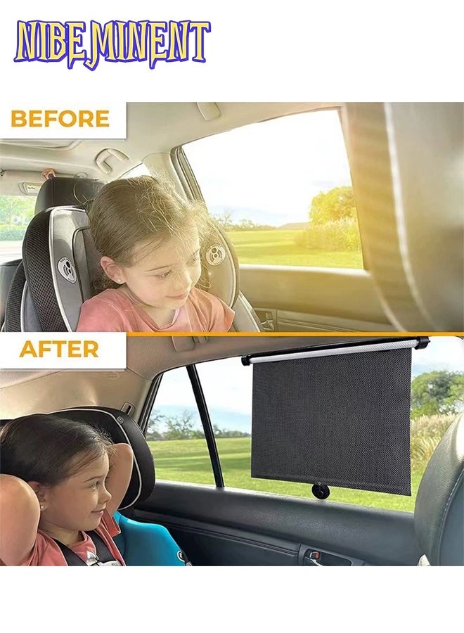 NIBEMINENT 2 Pack Car Side Window Sun Shade, Retractable Roller Sunshade for Kids, Pets Baby Shades UV and Glare Protection Blinds Privacy Blackout 15"×17"  - Image 3