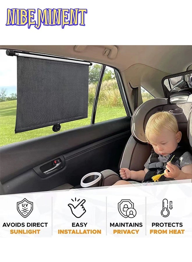 NIBEMINENT 2 Pack Car Side Window Sun Shade, Retractable Roller Sunshade for Kids, Pets Baby Shades UV and Glare Protection Blinds Privacy Blackout 15"×17"  - Image 2