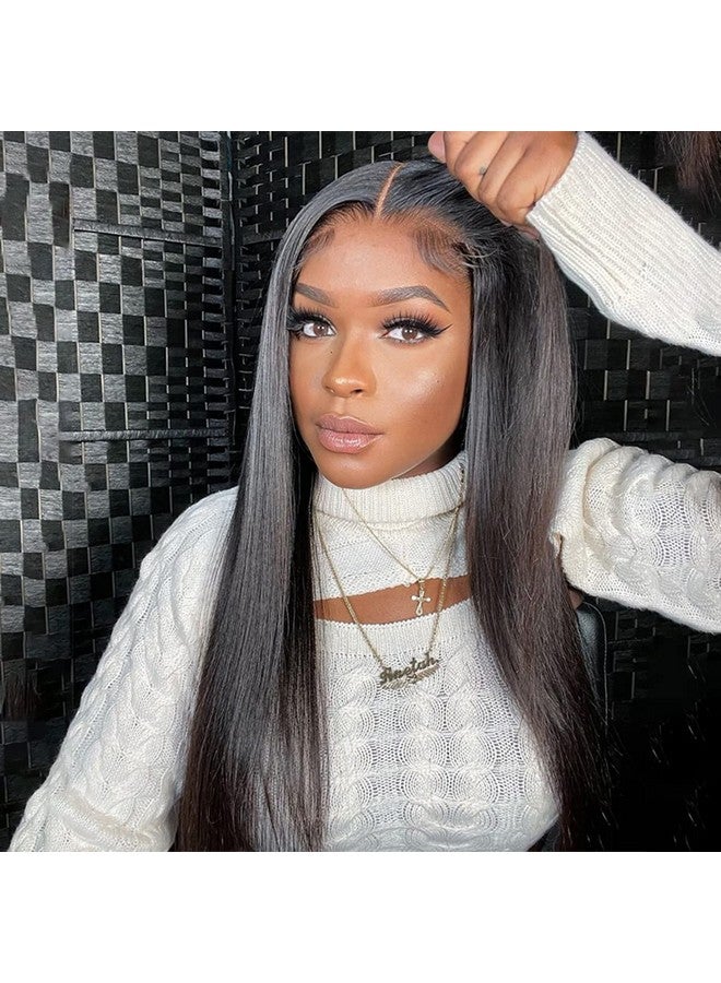 ISEE HAIR HD Lace Front Wig Wear & Go Glueless Lace Wig Brazilian Straight Lace Wigs For Women No Glue 4x6 Lace Pre Cut Wig Human Hair Wigs Transparent Lace Closure Wigs 180% Density 16 Inch - Image 1