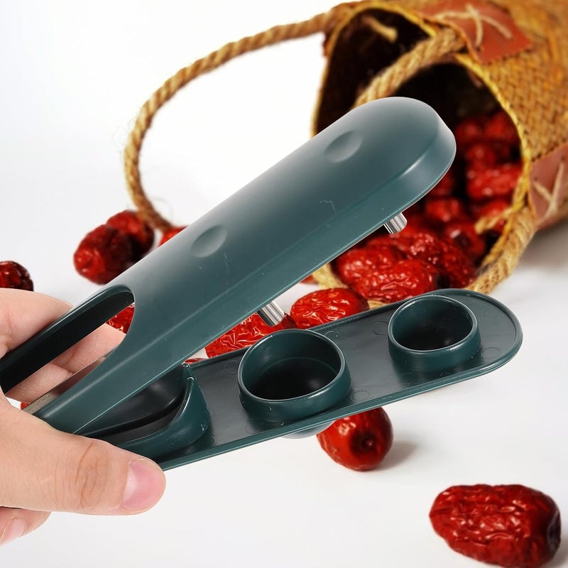 Cherry Pitter Tool and Jujube Core Remover 2pcs Household Fruit Pit Remover Kitchen Gadget for Red Dates, Cherries, Wood Green Handle, Multi-use Core Extractor for Home - Image 5