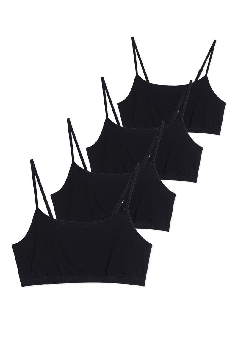 Comfneat Women's 4-Pack String Bralette Cotton Spandex Bra (Black 4-Pack, XL) - Image 1