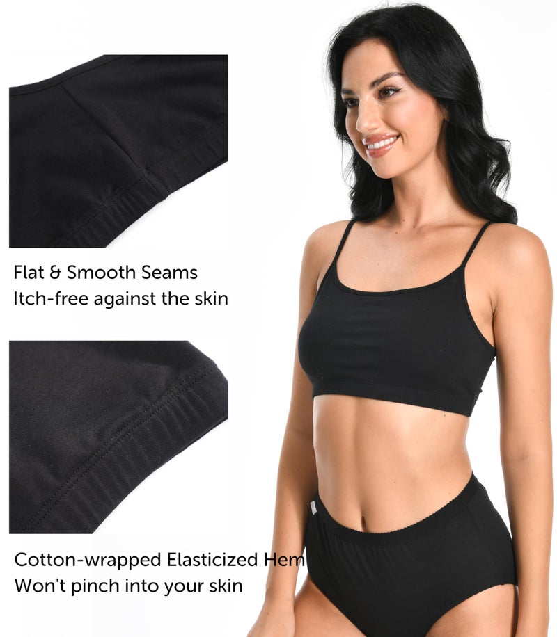 Comfneat Women's 4-Pack String Bralette Cotton Spandex Bra (Black 4-Pack, XL) - Image 3