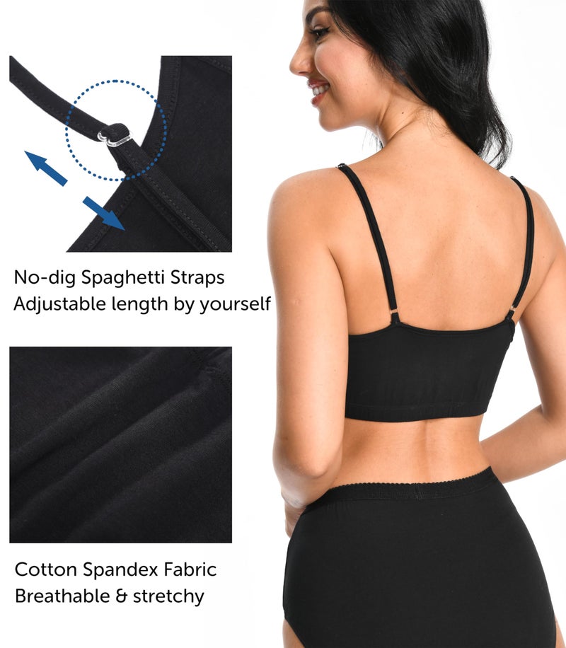 Comfneat Women's 4-Pack String Bralette Cotton Spandex Bra (Black 4-Pack, XL) - Image 4
