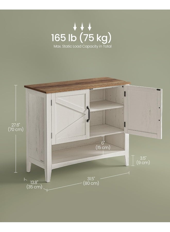 فاساجيل خزانة أحذية VASAGLE، وحدة تخزين 3 طوابق على الطراز الريفي مع رف قابل للتعديل، أبيض ريفي، 80 × 35 × 70 سم - Image 3