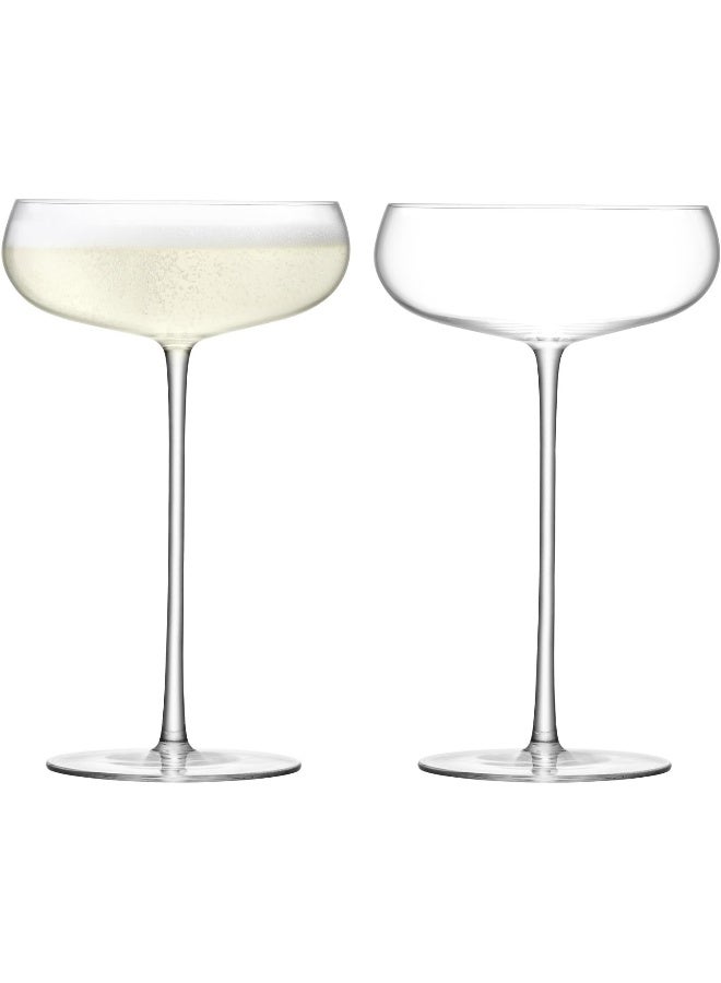 LSA International LSA International Wine Culture Champagne Saucer 320ml Clear | Set of 2 | Handmade Glass - Image 1