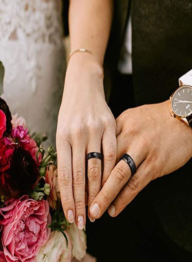 VIEN® King and Queen Rings for Couples 2pcs His Hers Stainless Steel Matching Ring Sets for Him and Her Promise Engagement Wedding Band Black Comfort Fit (20) - Image 2