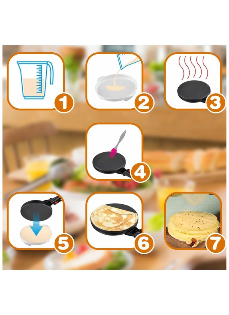 Hihonor Electric Crepe Maker, 600 W Non-stick Electric Crepe Maker, Portable Rotis Maker Crepe Maker with Handle for Home, Easy to Clean and Includes Food Bowl  - Image 4