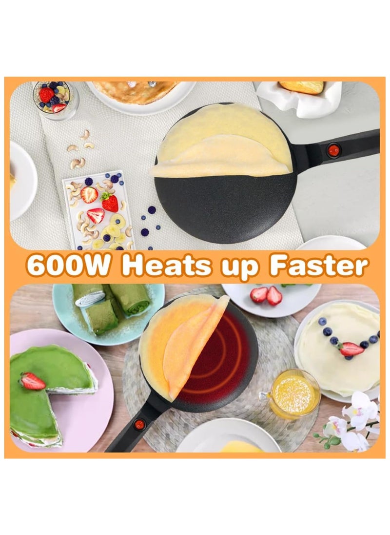 Hihonor Electric Crepe Maker, 600 W Non-stick Electric Crepe Maker, Portable Rotis Maker Crepe Maker with Handle for Home, Easy to Clean and Includes Food Bowl  - Image 5