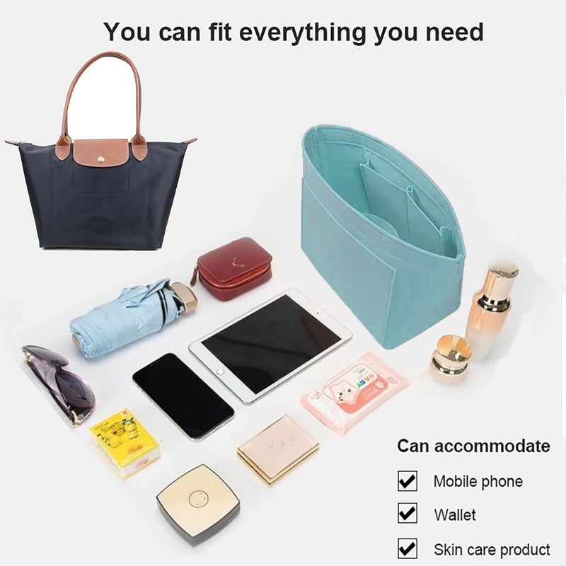 Lckaey إدراج محفظة Lckaey لمحافظات Longchamp Le Pliage، اللون الأزرق الداكن – 1012hu blue-M - Image 4