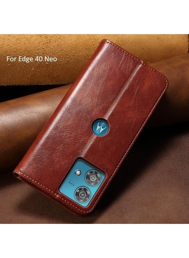 general Flip Case Compatible with Motorola Edge 40 Neo,Leather Wallet Case Classic Design with Card Slot and Magnetic Closure Flip Fold Case for Moto Edge 40 Neo  - Image 3
