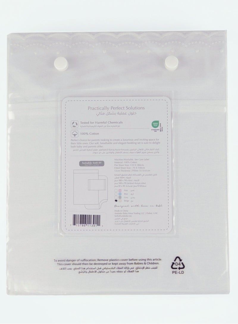 Bumble & Bird - Plumeti Baby Bedding Set For Bassinet - 3pcs - Beige - Image 3