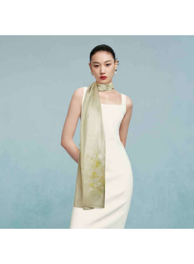 Wanshili Mulberry Silk Scarf Women's Long Scarf For Mother's Birthday Gift Prosperous Age And Fragrant Youth - Image 2