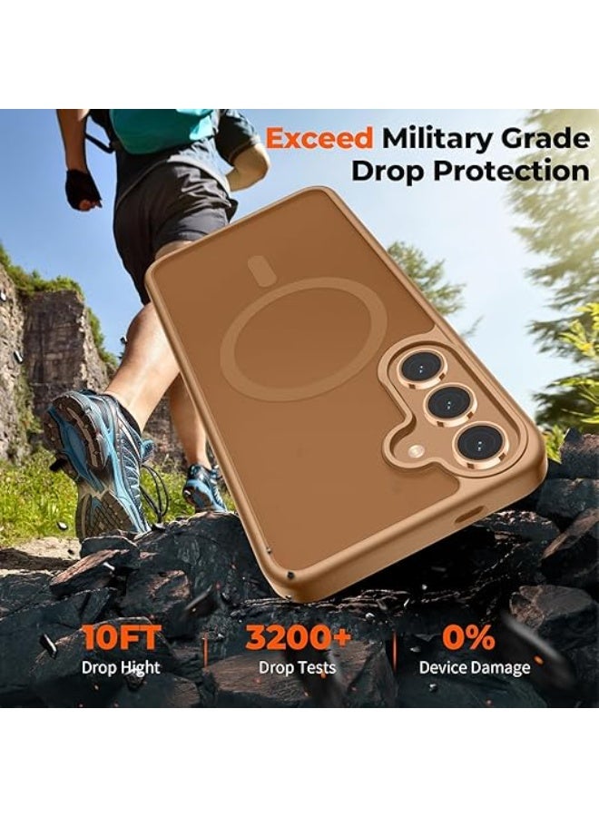 Designed for Magnetic Samsung Galaxy S23 FE Case,[Compatible with MagSafe] [Military Grade Drop Protection] Slim Translucent Matte Shockproof with Anti-Fingerprint Phone Case- (Brown) - Image 4