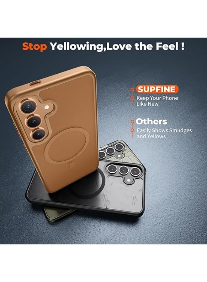Designed for Magnetic Samsung Galaxy S23 FE Case,[Compatible with MagSafe] [Military Grade Drop Protection] Slim Translucent Matte Shockproof with Anti-Fingerprint Phone Case- (Brown) - Image 5