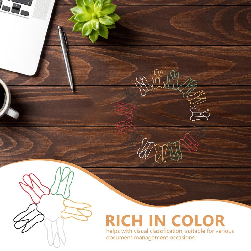 100 Tooth Shaped Paper Clips Colorful For Office School Home Notes Files - Image 4