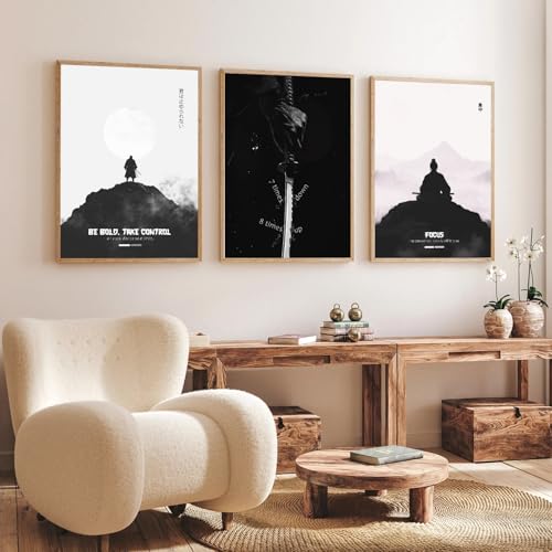 Gamya Framed Japan Samurai Theme Motivational Quote Posters For Office, Living Room, Bedroom Wall Decor - Aesthetic Room Decor (13x19 Inches) (Samurai 1) - Image 1