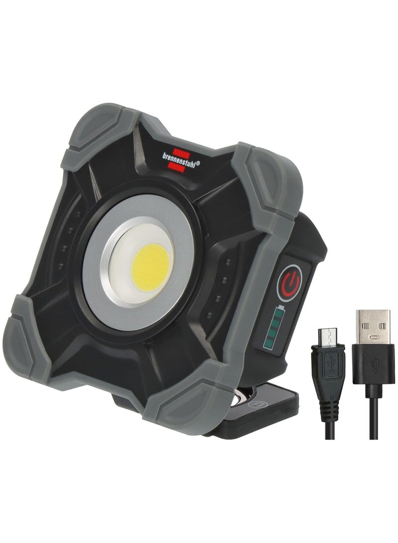 Brennenstuhl Brennenstuhl Battery LED Work Spotlight SH 1000 MA (1000 lm, IP54, Battery LED Work Light with Magnet and Carabiner Ring, Robust Housing), Black, Grey  - Image 1