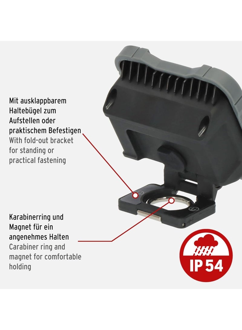 Brennenstuhl Brennenstuhl Battery LED Work Spotlight SH 1000 MA (1000 lm, IP54, Battery LED Work Light with Magnet and Carabiner Ring, Robust Housing), Black, Grey  - Image 3