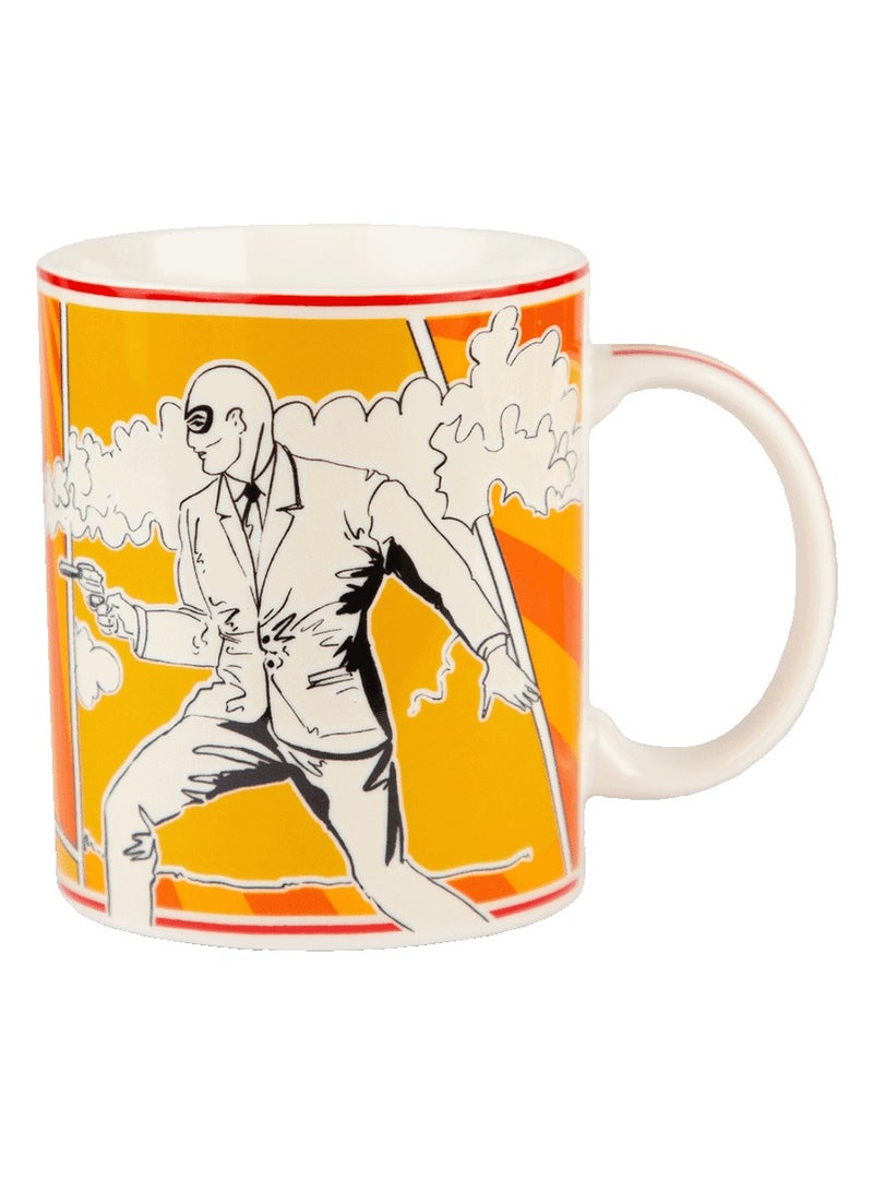 Baci milano Mug 8x10 cm – Porcelain – “Pizza Life” Orange-Yellow Pop Art Design – Bold Comic Style Mug for Everyday Use 