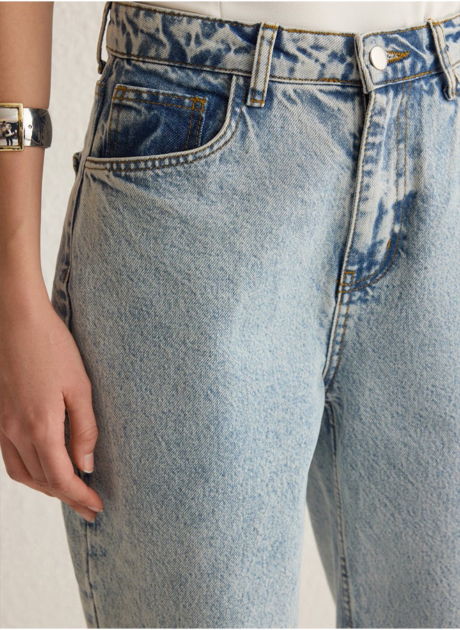 trendyol - Light Blue High Waist Wide Leg Jeans TWOSS25JE00181 - Image 1